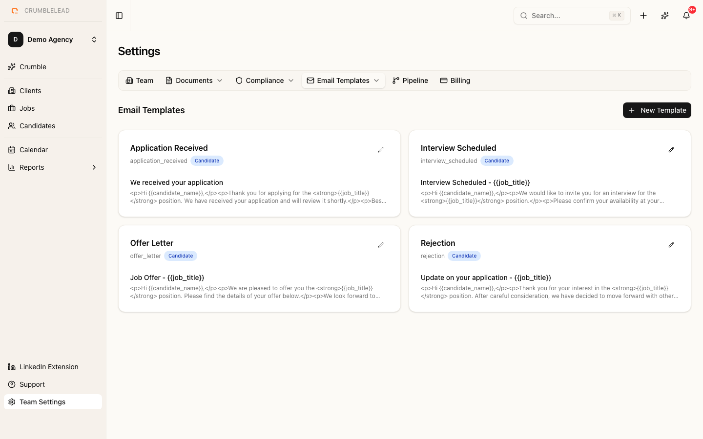 Setting Up Email Templates