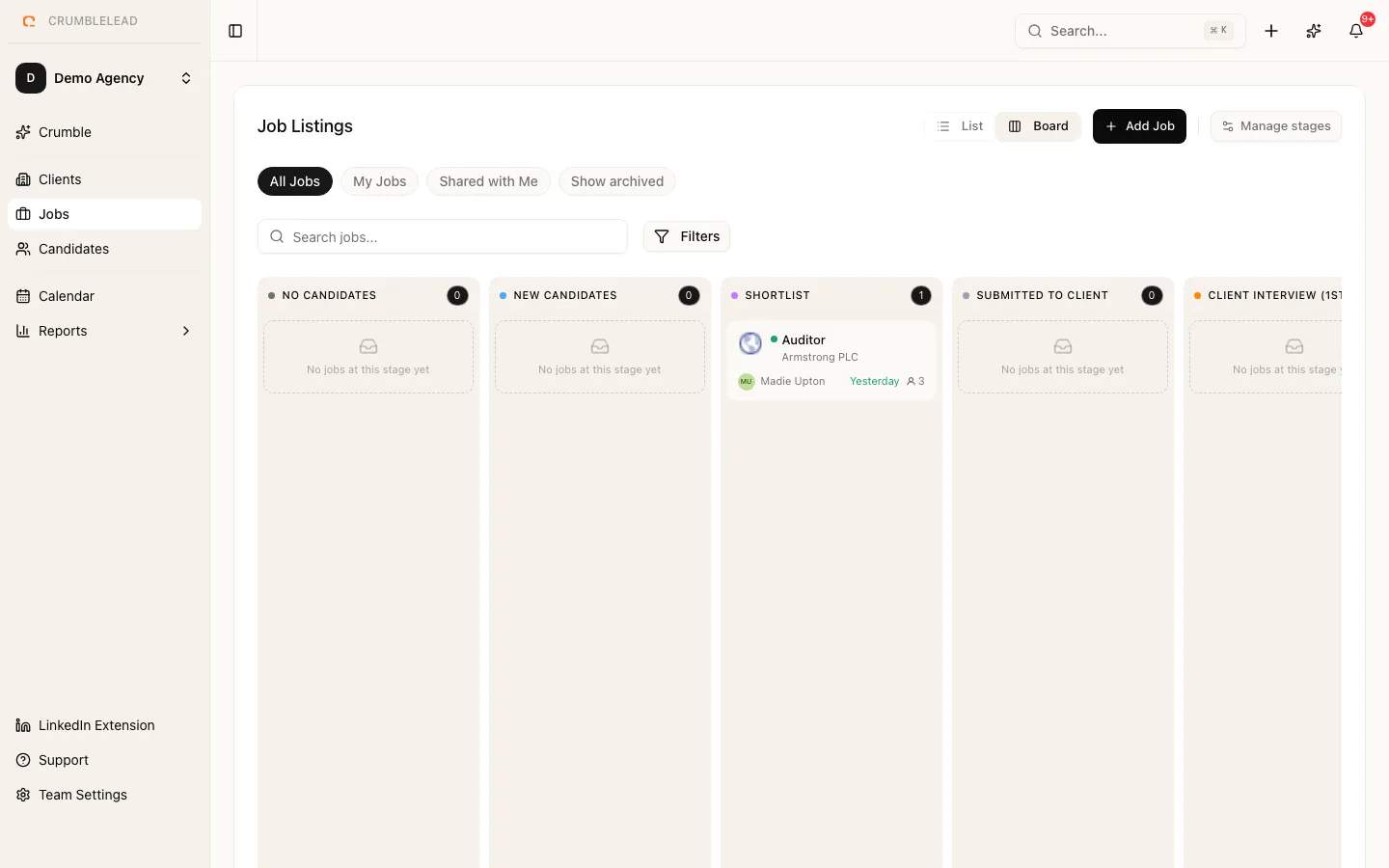 The jobs board in Crumblelead