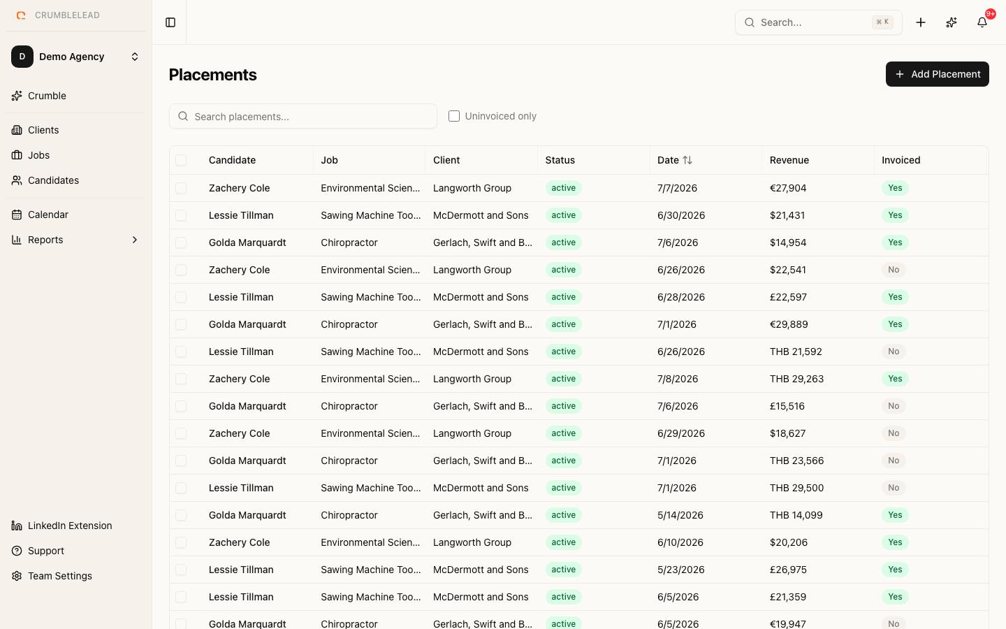 Recording Placements and Tracking Revenue